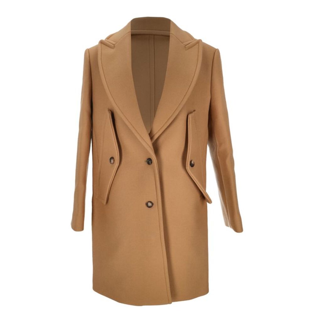 Michael Kors Single-Breasted  Coat in Brown Wool